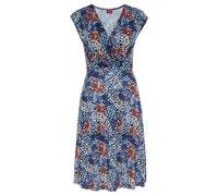S.OLIVER Jerseykleid Damen blau-koralle bedruckt Gr.36