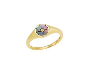 s.Oliver Jewel Damen Ring Silber 925 gold Zirkonia Perlmutt 203896 - Gold / 54 (17.2 mm Ø)
