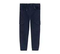 Cargohose S.OLIVER JUNIOR, Jungen, Gr. 110, N-Gr, blau (blaureg), Obermaterial: 98% Baumwolle, 2% Elasthan, unifarben, casual, regular fit knöchellang, Hosen, mit Taschen (22872225-110) blaureg
