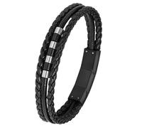 s.Oliver Armband Edelstahl Leder Jungen Kinder Armschmuck, 16,5+1,5 cm, Bicolor, Kommt in Schmuck Geschenk Box, 2018842