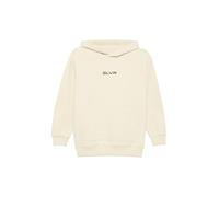 Unisex Kapuzen-Sweatshirt mit Känguru-Tasche und Frontprint 158/164 Beige