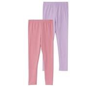 Leggings S.OLIVER JUNIOR, Mädchen, Gr. 140, N-Gr, lila, pink, Jersey, Obermaterial: 95% Baumwolle, 5% Elasthan, unifarben, körpernah lang, Hosen Leggings, 2er Pack / für Girls / mit Stretch (66047938-