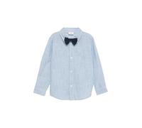 s.Oliver Fein gestreiftes Baumwollhemd in Leinen-Optik mit Abnehmbarer Fliege Royalblau 116/122