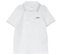 Poloshirt S.OLIVER JUNIOR, Jungen, Gr. 128/134, weiß, Jersey, Obermaterial: 100% Baumwolle, bestickt, normal hüftbedeckend, Rundhals, Bündchen, Shirts, mit Logo-Stickerei, für Boys (69713031-128) weiß