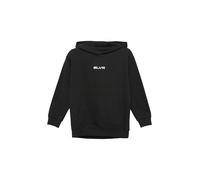 Unisex Kapuzen-Sweatshirt mit Känguru-Tasche und Frontprint 170/176 schwarz