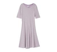 Druckkleid S.OLIVER JUNIOR, Mädchen, Gr. 152, N-Gr, lila, pink, Rippware, Obermaterial: 95% Baumwolle, 5% Elasthan, gemustert, lässig geschnitten knielang, Rundhals, Kleider Druckkleid, mit floralem M