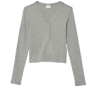 s.Oliver Mädchen T-Shirt Verkürztes Rippshirt mit Knopfleiste Langarm Grau 170/176