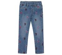 Regular-fit-Jeans S.OLIVER JUNIOR, Mädchen, Gr. 128, N-Gr, blau, Denim/Jeans, Obermaterial: 99% Baumwolle, 1% Elasthan, regular fit knöchellang, Jeans, mit Print (58536759-128) blau