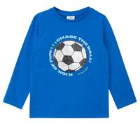 Langarmshirt S.OLIVER JUNIOR, Mädchen, Gr. 92/98, bright blau, Jersey, Obermaterial: 100% Baumwolle, bedruckt, normal hüftbedeckend, Rundhals, abgesteppte Kante, Shirts Langarmshirt, mit Print und Fus