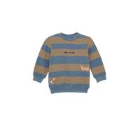Gestreiftes Sweatshirt mit Stickerei und Print 80 blau