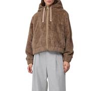 s.Oliver BLACK LABEL Regular Fit Webpelzjacke mit Kapuze in Taupe, Größe 38