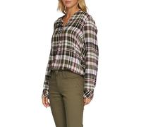 Karierte Bluse aus Viskosemix und Krempel-Detail 40 mehrfarbig|olive