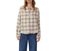 s.Oliver Hemdbluse Karierte Relaxed-Fit mit Rüschenkragen Creme/Gelb Größe 42