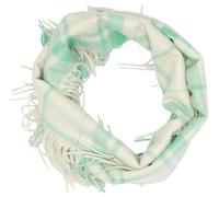 s.Oliver Red Label - Karierter Loop-Schal mit Fransen weiß/grün - Gr. - 1