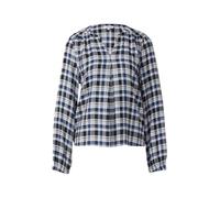 Karo-Bluse mit Faltendetail und elastischen Ärmelbündchen 44 blau|mehrfarbig 2170017.59N1.44