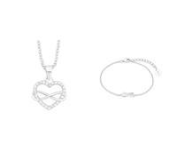 s.Oliver Kette mit Anhänger 925 Sterling Silber Damen Halsschmuck & Armband 925 Sterling Silber Damen Armschmuck, mit Zirkonia synth., 16+3 cm, Silber, Infinity, Kommt in Schmuck Geschenk Box, 2017243