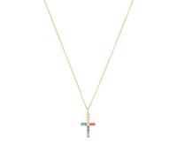 s.Oliver Kette mit Anhänger 925 Sterling Silber Damen Halsschmuck, mit Zirkonia synth., 42+3 cm, Gold, Kreuz, Kommt in Schmuck Geschenk Box, 2035509