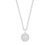 s.Oliver Kette mit Anhänger 925 Sterling Silber Damen Halsschmuck, mit Zirkonia synth., 42+3 cm, Silber, Münze, Kommt in Schmuck Geschenk Box, 2032871