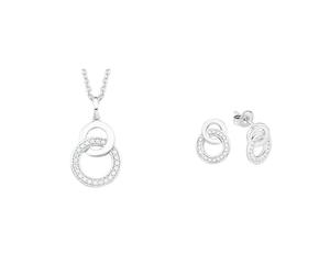 s.Oliver Kette mit Anhänger 925 Sterling Silber Damen Halsschmuck & Ohrhänger 925 Sterling Silber Damen Ohrschmuck, mit Zirkonia synth., 1,3 cm, Silber, Kommt in Schmuck Geschenk Box, 2015121