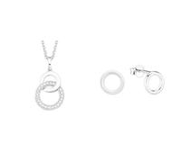 s.Oliver Kette mit Anhänger 925 Sterling Silber Damen Halsschmuck & Ohrstecker 925 Sterling Silber Damen Ohrschmuck, 0,8 cm, Silber, Kommt in Schmuck Geschenk Box, 2021807