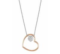 s.Oliver Kette mit Anhänger 925 Sterling Silber Damen Kette mit Anhänger, mit Zirkonia synth., 42+3 cm, Bicolor, Kommt in Schmuck Geschenk Box, 2032836