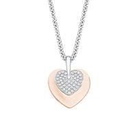s.Oliver Kette mit Anhänger 925 Sterling Silber Damen Kette mit Anhänger, mit Zirkonia synth., 42+3 cm, Bicolor, Herz, Kommt in Schmuck Geschenk Box, 2032839
