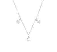 Kette mit Anhänger S.OLIVER JUNIOR "Sonne, Mond und Sterne, 2036883" Halsketten Gr. Silber 925 (Sterlingsilber), Länge: 40 cm, silberfarben (silberfarben, weiß) Mädchen Mädchenschmuck mit Zirkonia (synth.) (23755323-0)