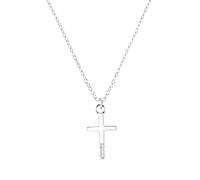 s.Oliver Kette mit Anhänger 925 Sterling Silber Mädchen Kinder Halsschmuck, mit Zirkonia synth., 37+3 cm, Silber, Kreuz, Kommt in Schmuck Geschenk Box, 2035514