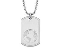 s.Oliver Kette mit Anhänger Edelstahl Herren Halsschmuck, 60 cm, Silber, Weltkugel, Kommt in Schmuck Geschenk Box, 2026121