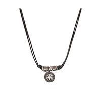 s.Oliver Kette mit Anhänger Edelstahl Leder Herren Halsschmuck, 45+5 cm, Silber, Kompass, Kommt in Schmuck Geschenk Box, 2035536