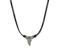s.Oliver Kette mit Anhänger Edelstahl Leder Herren Halsschmuck, 45+5 cm, Silber, Zahn, Kommt in Schmuck Geschenk Box, 2035535