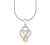 s.Oliver Kette mit Herzanhänger für Damen, Zirkonia, 925er Sterling Silber, teil-rhodiniert