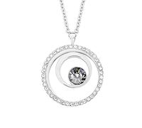 s.Oliver Kette mit Kreis Anhänger für Damen, Kristalle von Swarovski und Edelstahl, Silber