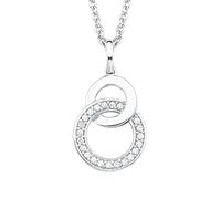 s.Oliver Halskette 2025992 Damen Zirkonia 925 Sterling Silber rhodiniert Kreis-Anhänger Gr. 45 Beige