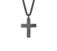 s.Oliver Herren Collier 2022635 – Kette mit Kreuzanhänger, Edelstahl IP Schwarz, 50 cm