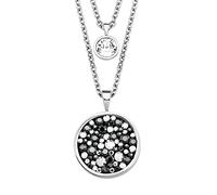 s.Oliver Kette mit rundem Anhänger für Damen, Kristalle von Swarovski und Edelstahl, Silber