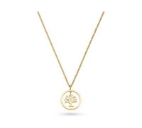 s.Oliver Halskette Tree of Life – polierter Edelstahl, IP Gold, Ankerkette 47 cm, Damen