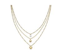 s.Oliver Necklace - Elegante Halskette aus poliertem Edelstahl - IP Gold - Gliederkette 55 cm - wasserfest & hautfreundlich