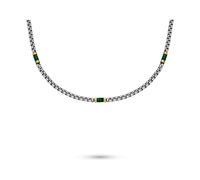 Edelstahlkette S.OLIVER "Schmuck Geschenk Edelstahl Halskette Basic Stones", silber (edelstahlfarben, gelbgoldfarben, grün), Halsketten, Herren, Edelstahl, L: 50 B: 3mm, Edelstahlkette, mit Tigerauge,