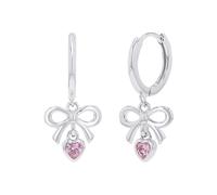 s.Oliver Kids Girls Creolen 2039717 Schleife Silber 925 synth. Zirkonia rosa