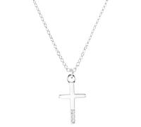 s.Oliver Kette mit Anhänger 925 Sterling Silber Mädchen Kinder Halsschmuck, mit Zirkonia synth., 37+3 cm, Silber, Kreuz, Kommt in Schmuck Geschenk Box, 2035514