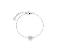 s.Oliver Armband Heart – 925er Sterlingsilber poliert, silber/rosa, wasserfest, verstellbar 13,5 cm