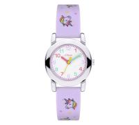 s.Oliver Kinderuhr - Rund - Silber - 27 mm - Uhr aus Metall mit Quarzwerk am Silikonband mit Dornschließe - Analoge Armbanduhr - 3 ATM wasserdicht - Kratzfest