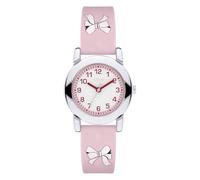 s.Oliver Kinderuhr - Rund - Silber - 27 mm - Uhr aus Metall mit Quarzwerk am Silikonband mit Dornschließe - Analoge Armbanduhr - 3 ATM wasserdicht - Kratzfest