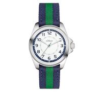 s.Oliver Kinderuhr - Rund - Silber - 32 mm - Uhr aus Metall mit Quarzwerk am Textilband mit Dornschließe - Analoge Armbanduhr - 3 ATM wasserdicht - Kratzfest
