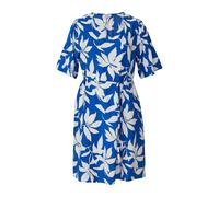Strukturiertes Kleid mit Gürtel 44 blau|creme 2176376.56A2.44