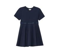 Sommerkleid S.OLIVER JUNIOR, Mädchen, Gr. 104, N-Gr, dunkelblau, Web, Obermaterial: 70% Viskose, 26% Polyamid, 4% Elasthan, unifarben, regular fit normal, Rundhals, Kleider Sommerkleid, mit Logo-Glitz