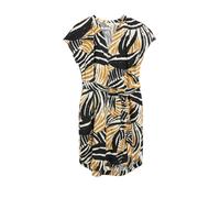 s.Oliver Damen Kleid - Leinenmix, All-Over-Print, Raffung