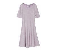 Druckkleid S.OLIVER JUNIOR, Mädchen, Gr. 140, N-Gr, lila, pink, Rippware, Obermaterial: 95% Baumwolle, 5% Elasthan, gemustert, lässig geschnitten knielang, Rundhals, Kleider Druckkleid, mit floralem M