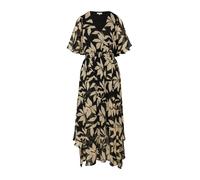 Maxikleid aus Chiffon mit gesmokter Taille 46 schwarz|beige 2178851.99A2.46